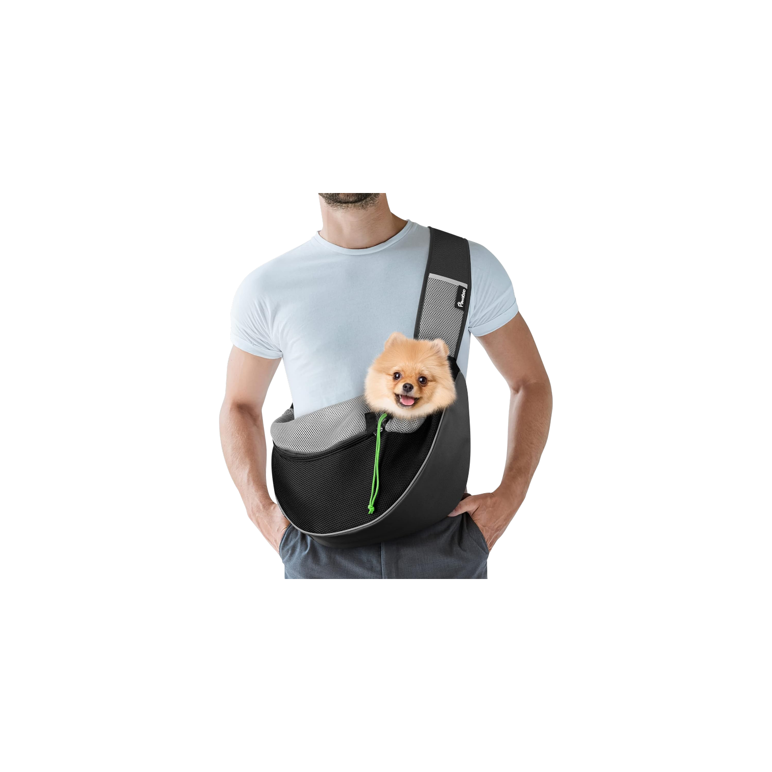  Hand Free Drawstring Dog Papoose with Adjustable Strap