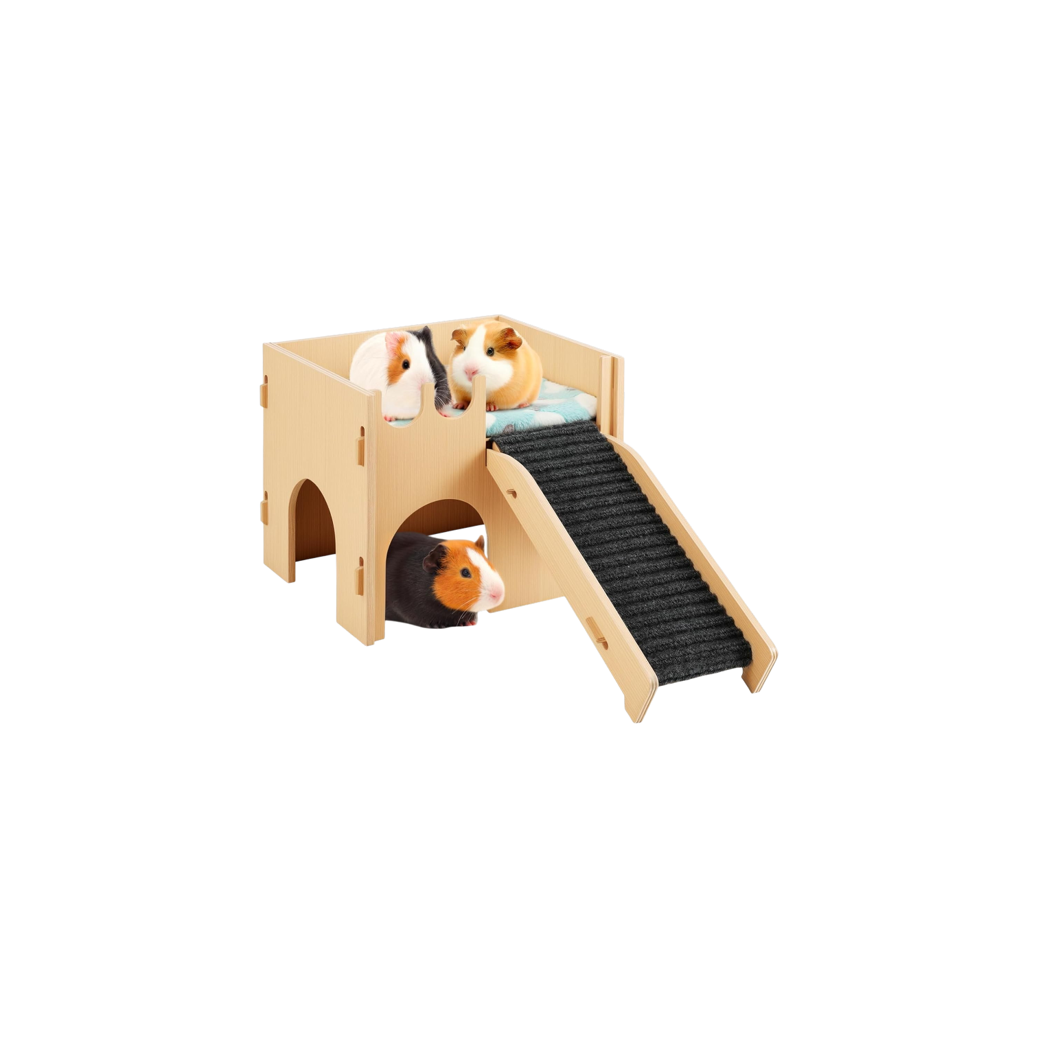 Pawaboo 2-in-1 Guinea Pig Hideout with Stairs and Cushion